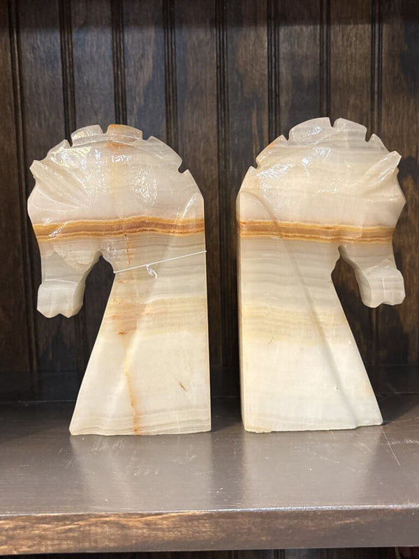 Pair of Onyx Horse-Head Bookends