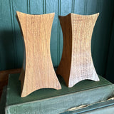 Pair of MCM Wood Carved Candleholders