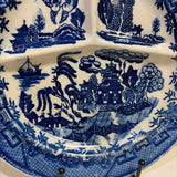 Large Blue Transferware Dish With Partitions