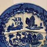 Large Blue Transferware Dish With Partitions