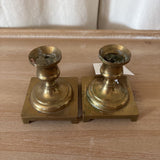 PAIR of square base Brass Candle Sticks
