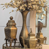 Vintage brass footed tray with sides 11"W x 9"D x 2-1/2"H