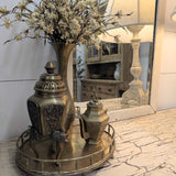 Vintage brass footed tray with sides 11"W x 9"D x 2-1/2"H