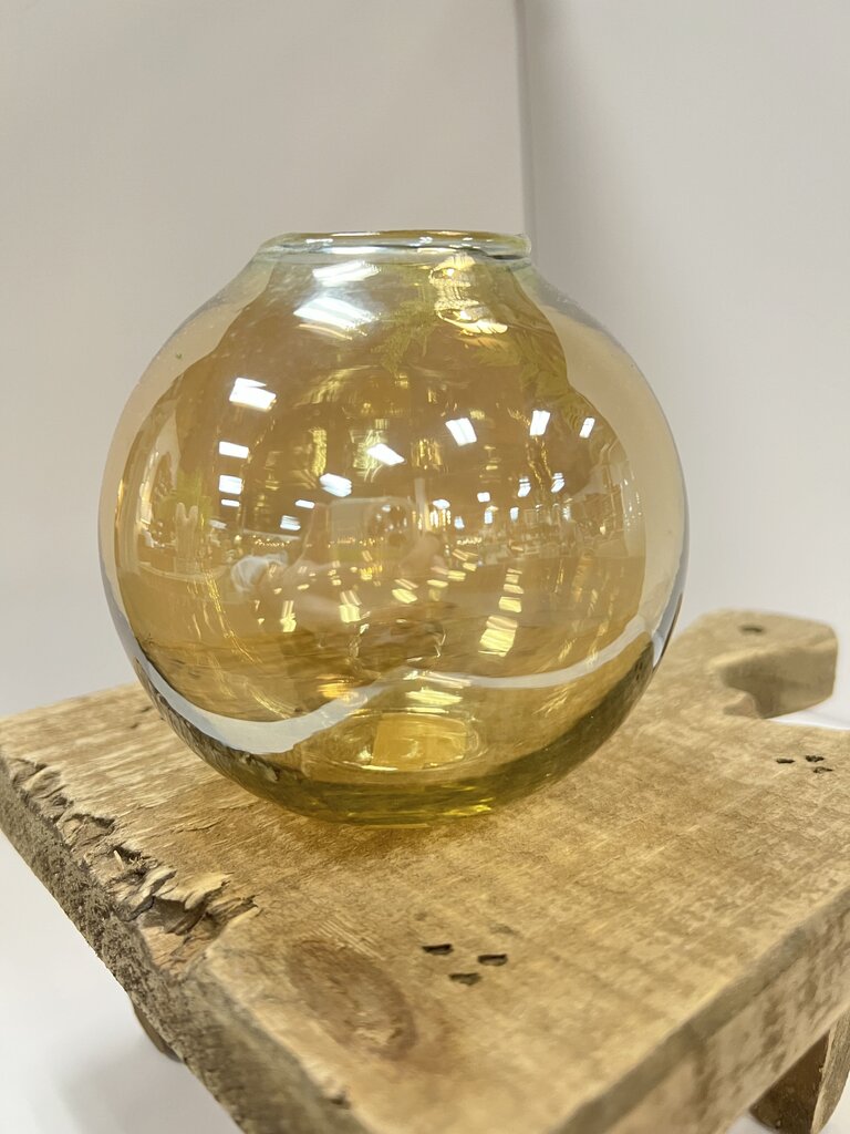 4" amber luster glass ball vase