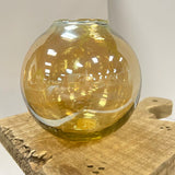 4" amber luster glass ball vase