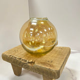 4" amber luster glass ball vase