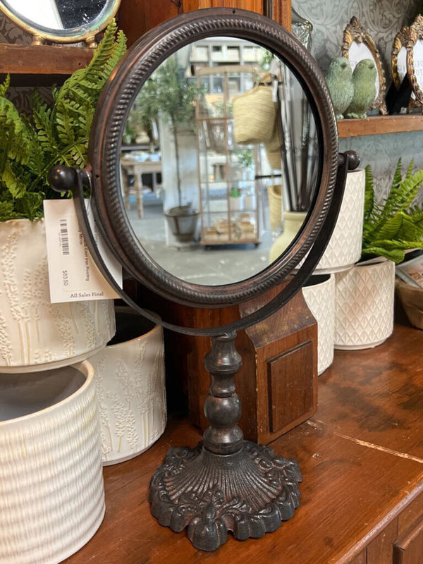 Classic Round Cast Iron Pivoting Vanity Mirror