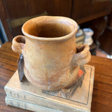 Handmade red clay pottery - handled vessel