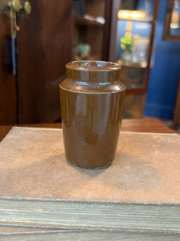 Small stoneware jar - brow glazed