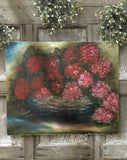 Vintage floral painting on canvas 20" x 24" signed