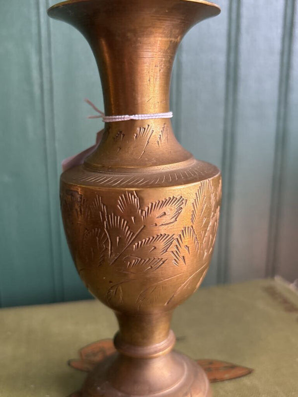 Petite Etched Brass Vase