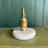 Brass Pelican on Circular Marble Slab