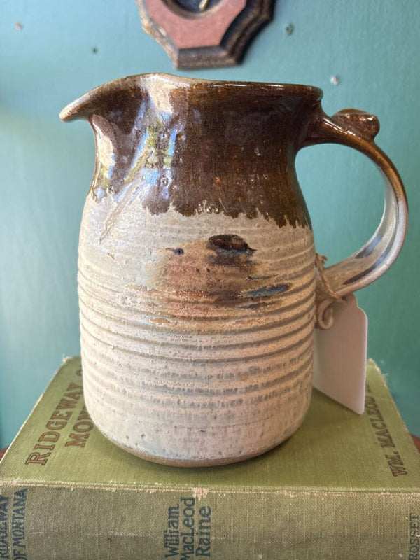 Handmade Brown & Beige Toned Pottery Pitcher