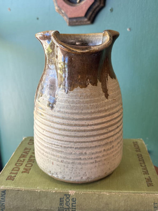Handmade Brown & Beige Toned Pottery Pitcher