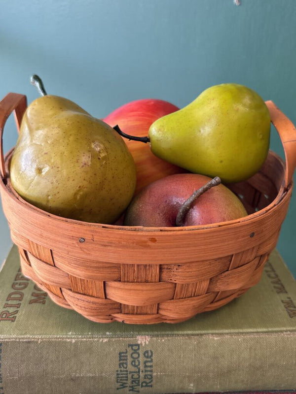 Round Shallow Wicker Basket with Handles