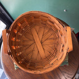 Round Shallow Wicker Basket with Handles