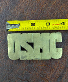 Vintage solid brass USMC belt buckle 4"L