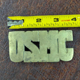 Vintage solid brass USMC belt buckle 4"L