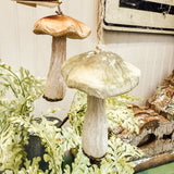 Woodland Paper Mache Mushroom Ornament - light green