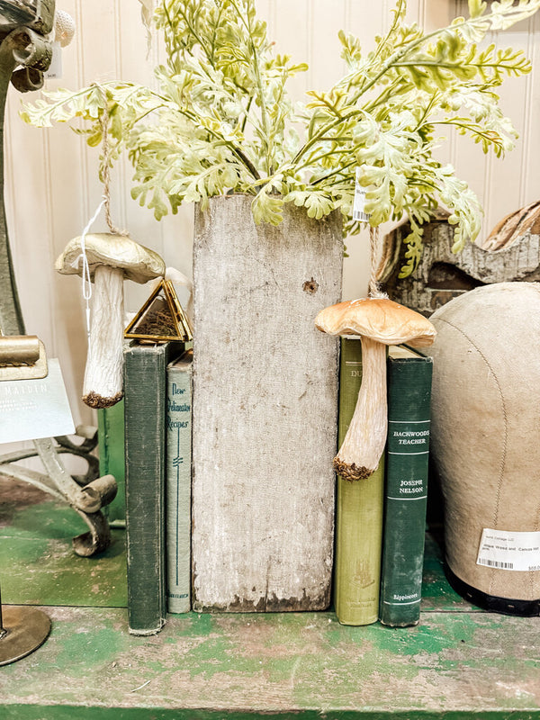 Woodland Paper Mache Mushroom Ornament - light green