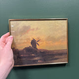 Moody Windmill Print in Thin Brass Frame