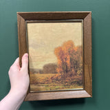 Autumn Forest Landscape in Vintage Wood Frame