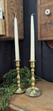 Vintage brass candlesticks, round base 7"H, pair of 2