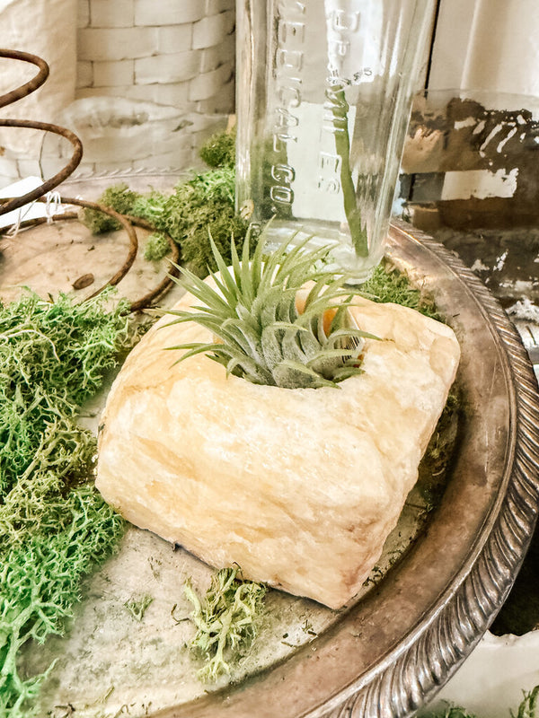 Calcite stone candle holder