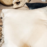 Handmade textile pillow with herringbone pattern