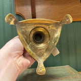 Brass Claw Foot Candleholder with Triangle Base