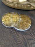 Vintage metal adjoining flower frog 4-1/4" x 3", Japan