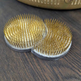 Vintage metal adjoining flower frog 4-1/4" x 3", Japan