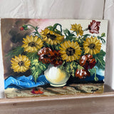 16"x12" yellow and orange floral art on canvas