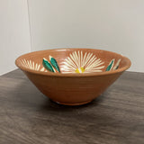 terracotta bowl with flower pattern