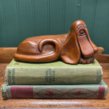 Wood Carved Laying Dog