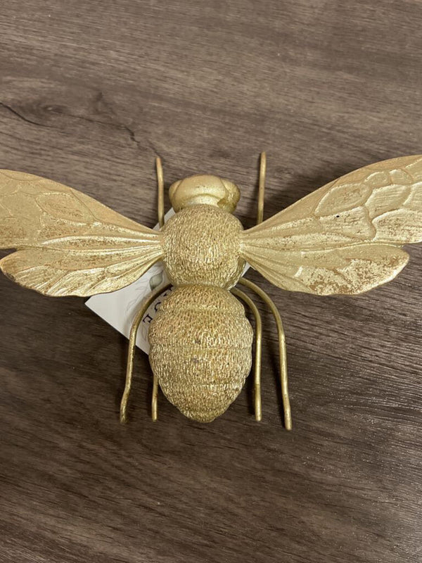 9"L x 3"W x 2"H Resin Bee, Gold Finish