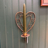 Metal Heart Shaped Gold Plated Candle Sconce