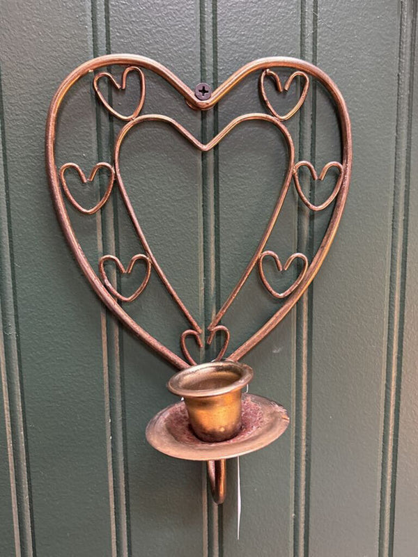 Metal Heart Shaped Gold Plated Candle Sconce