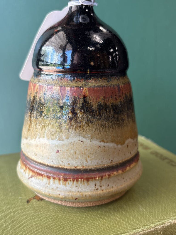 Pottery Bud Vase - Black, Red, Green, & Grey Glaze