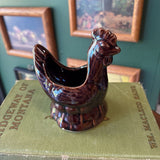 Brown Stoneware Chicken Planter