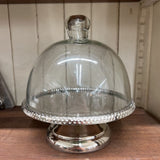 Aluminum Pedestal with Beaded Edge & Glass Cloche