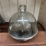 Aluminum Pedestal with Beaded Edge & Glass Cloche