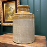 Two Tone Antique Stoneware Oyster Crock - Beige & Mustard Yellow