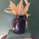 Vintage Brown Stoneware Crock Jug with Handle
