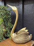 Vintage brass swan planter 10"W x 14"H