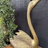 Vintage brass swan planter 10"W x 14"H