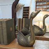 Vintage brass swan planter 10-1/2"W x 10-1/2"H, India