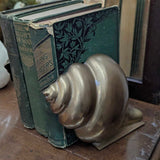 Set of 2 vintage solid brass shell book ends 6"H, Hong Kong