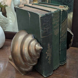 Set of 2 vintage solid brass shell book ends 6"H, Hong Kong