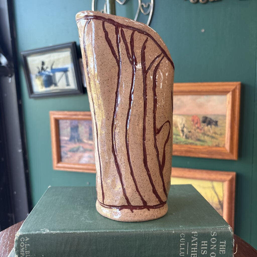 Handmade Pottery Vase / Pitcher - Tree Motif